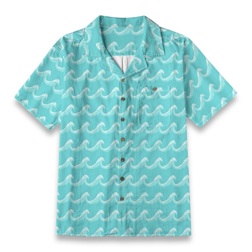 Aqua Horizon Waves Bright Ocean Summer Shirt
