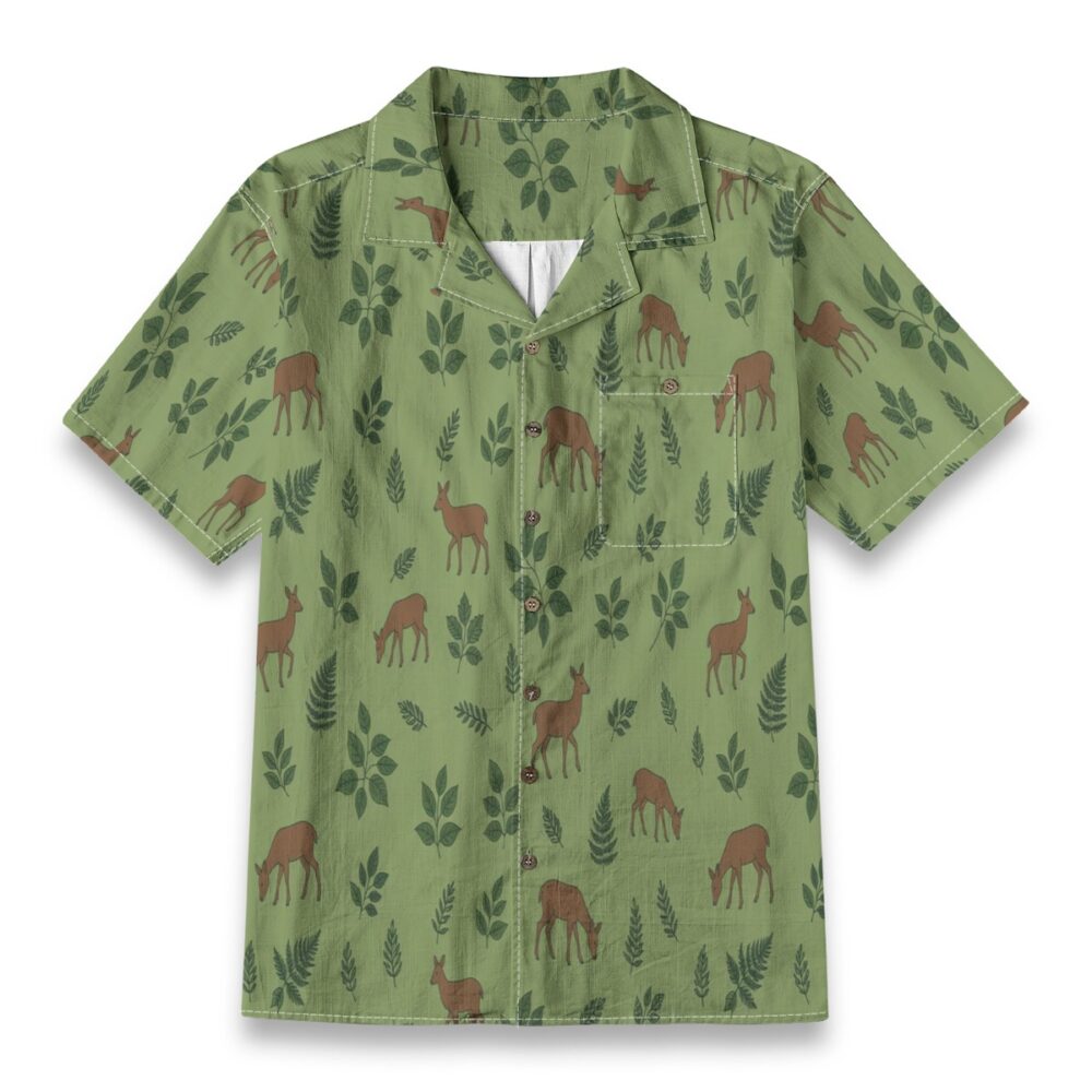 Musk Deer Forest Moss Green Tropical Shirt