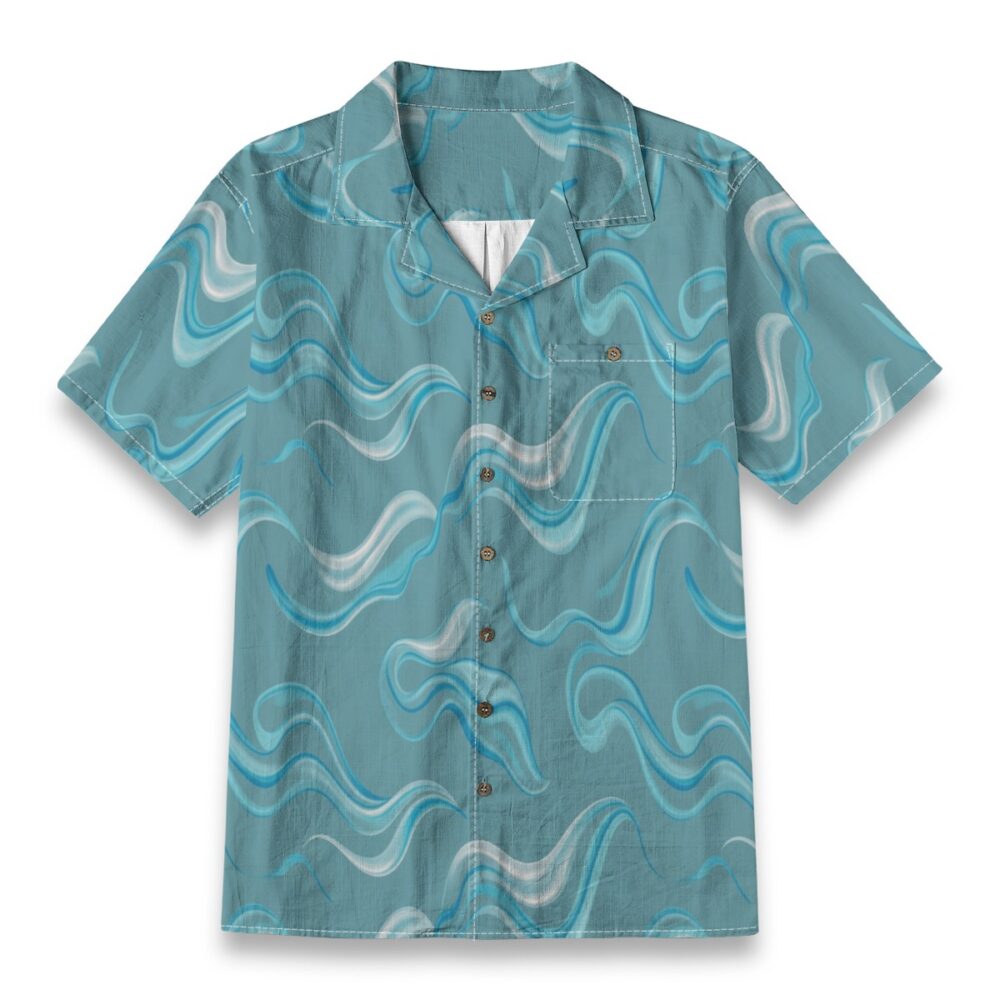 Ocean Silk Currents Smooth Teal Island Shirt