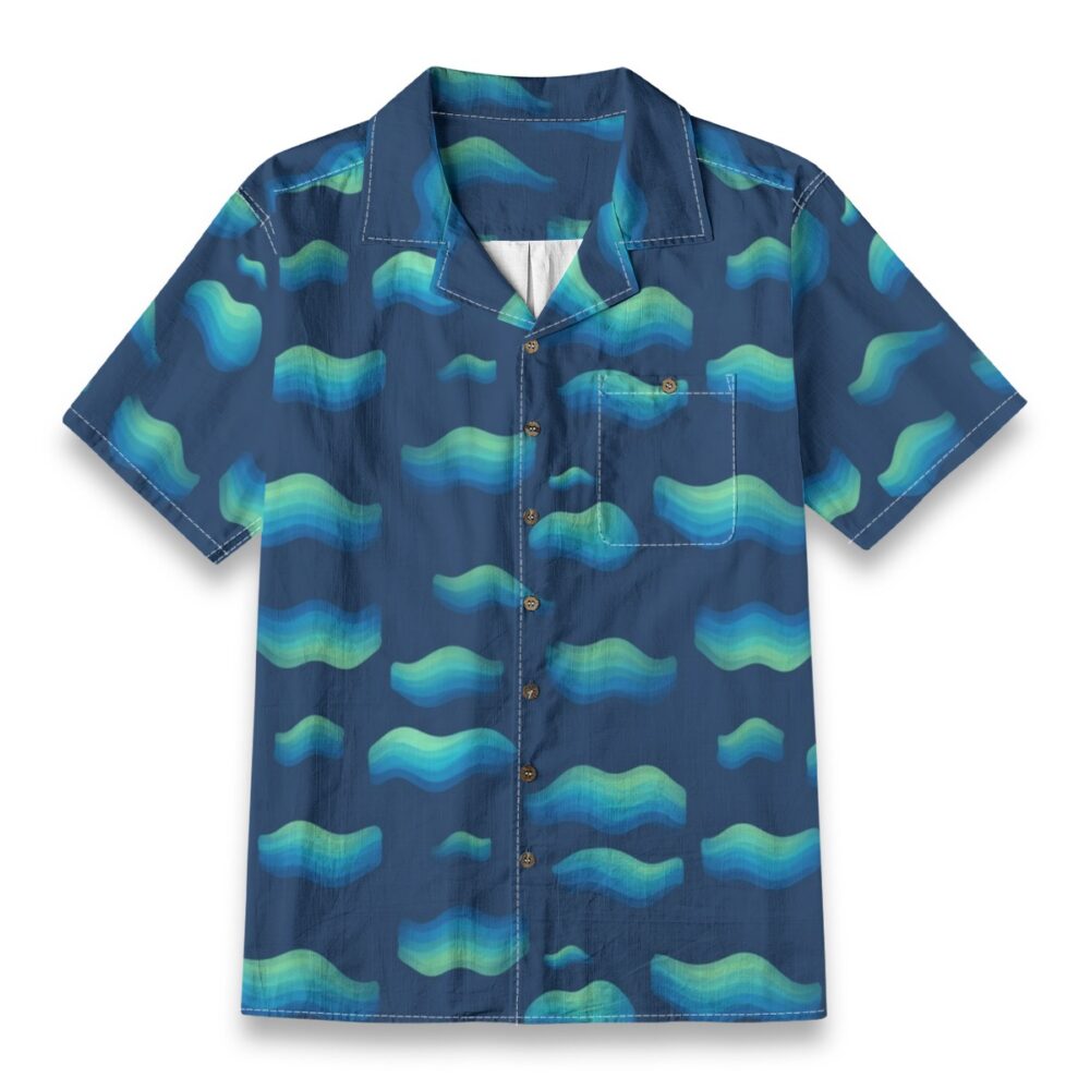 Marine Gradient Tides Deep Blue Tropical Shirt