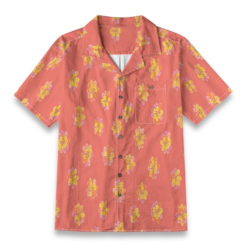 Lantana Coral Bright Tropical Floral Beach Shirt