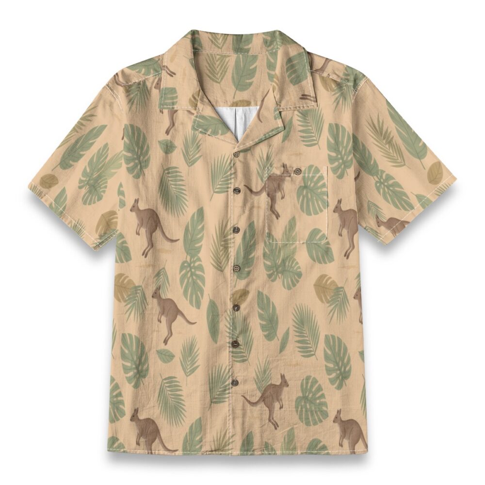 Spotted Genet Jungle Olive Pattern Aloha Shirt